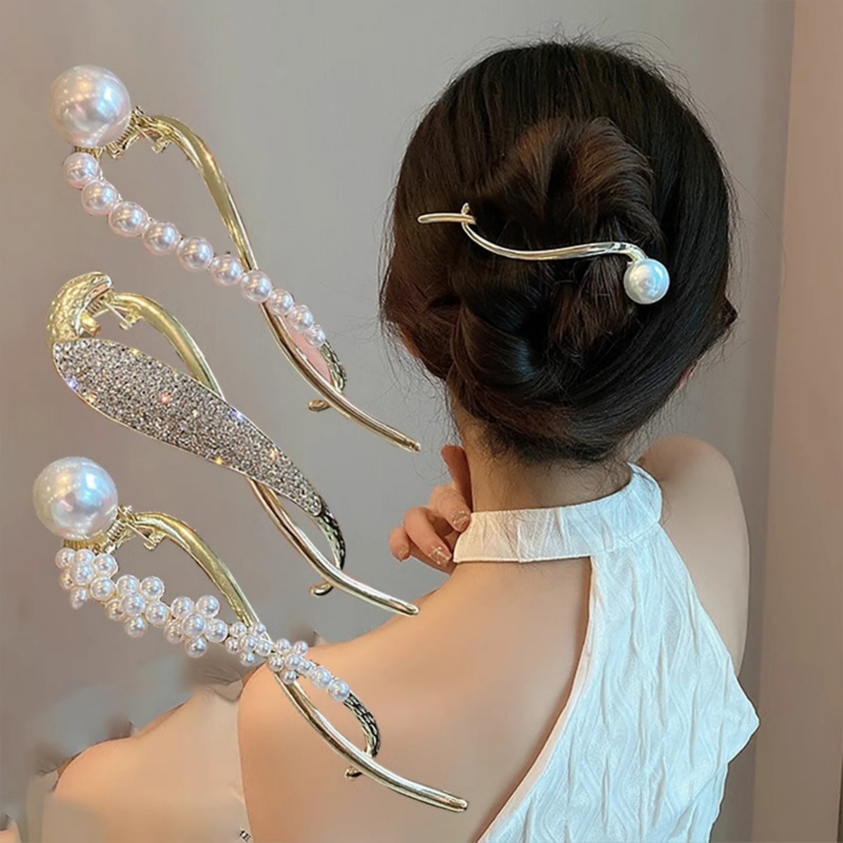 Elegant Glitter Pearl Hair Cli - Korean Daily Lifestyle ulasan dan harga