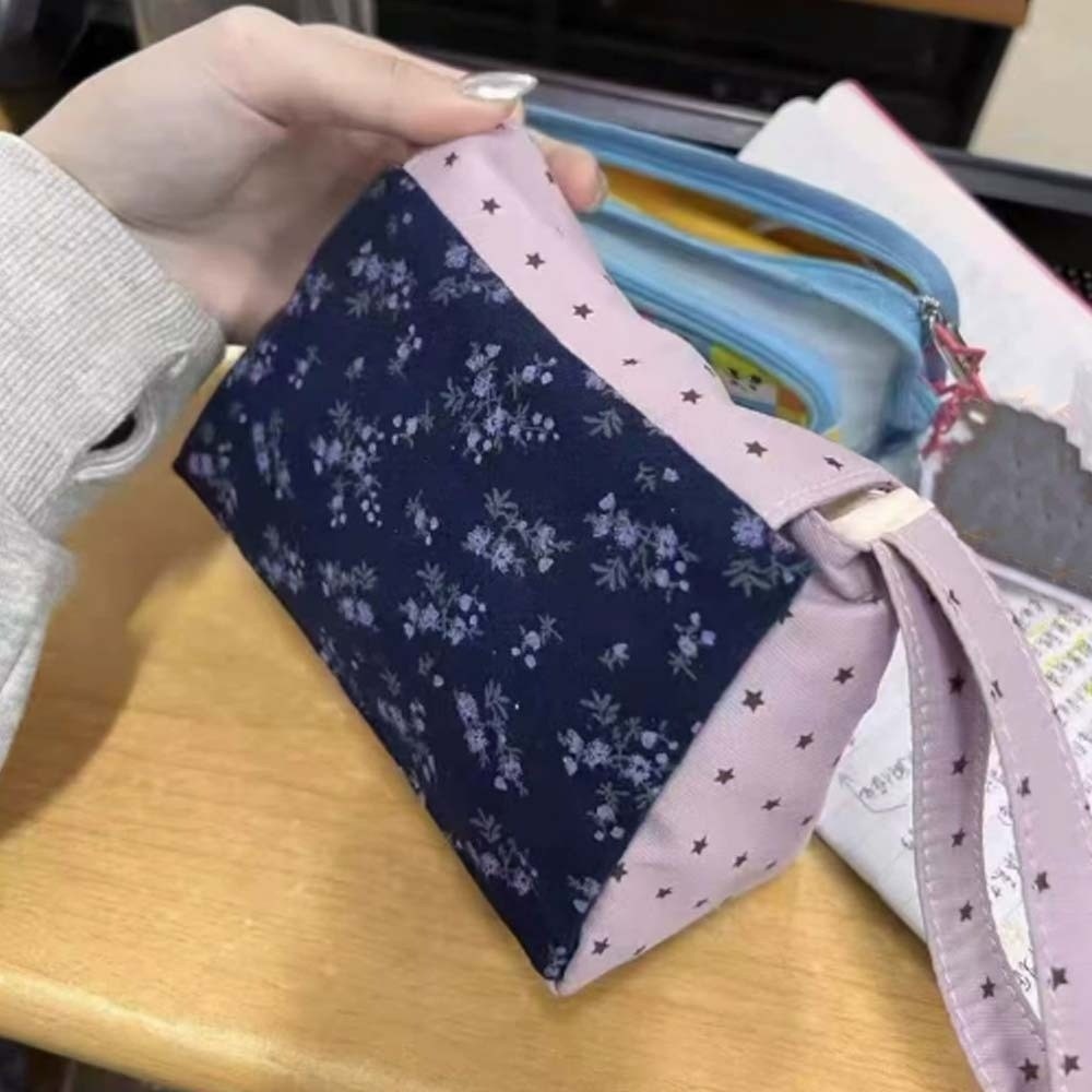 Purple Print Floral Makeup Bag - Korean Lifestyle & Kids Boutique ulasan dan harga