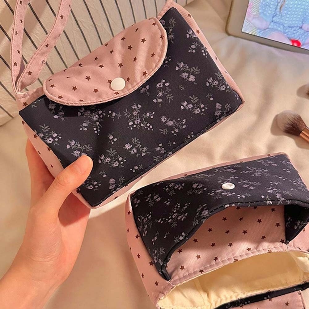 Purple Print Floral Makeup Bag - Korean Lifestyle & Kids Boutique ulasan dan harga