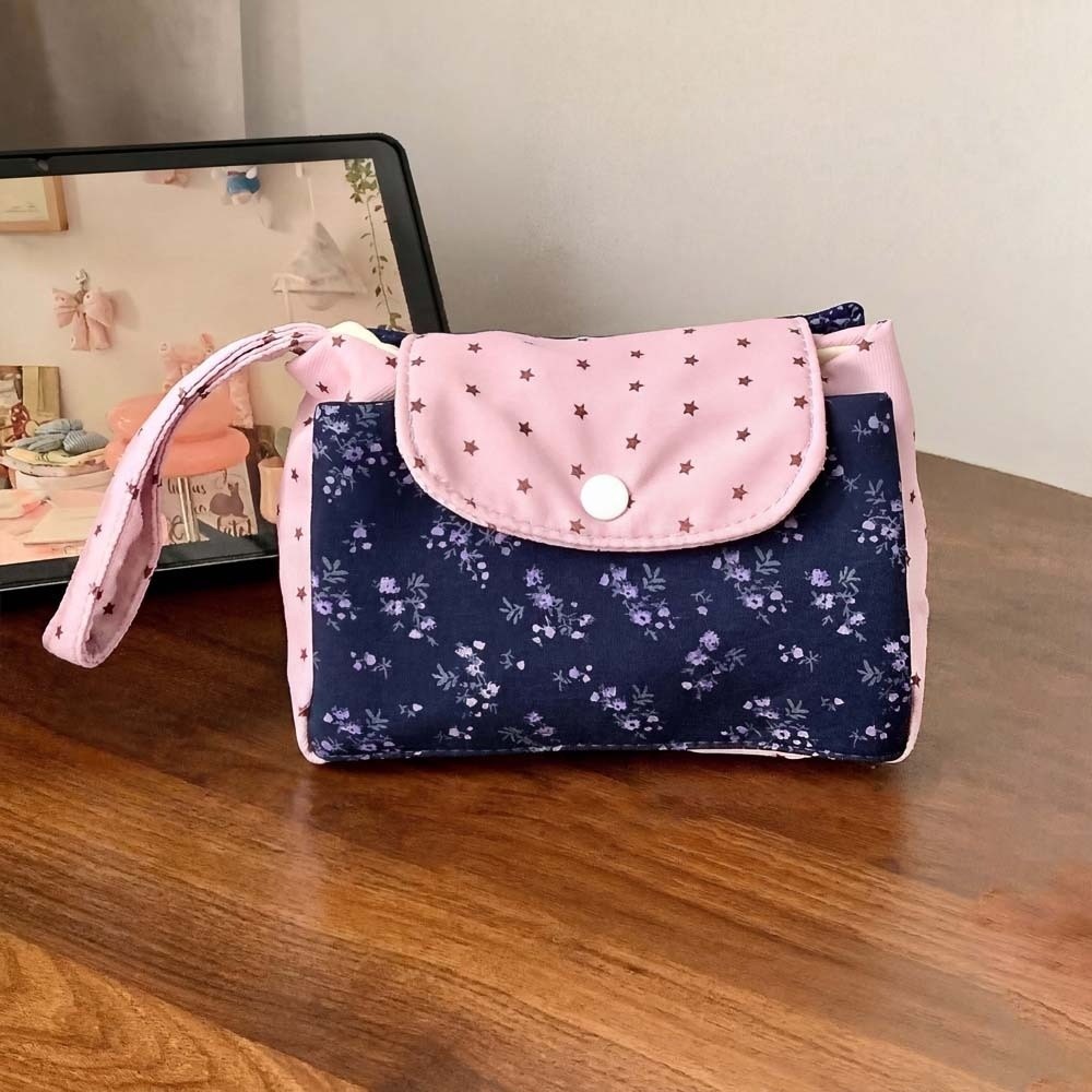 Purple Print Floral Makeup Bag - Korean Lifestyle & Kids Boutique ulasan dan harga